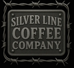 Silver Line Coffee Company logo with barbed wire on a black background